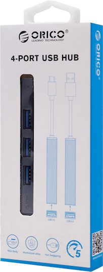 Orico USB Hub 4 Ports USB 3.0 with USB-C Connection Gray