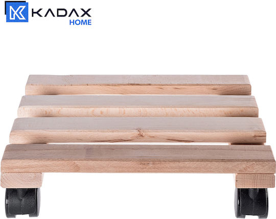 Kadax Blumentopfständer Holz Beige mit Rädern