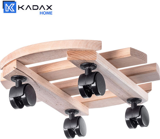 Kadax Pot Stand Wooden Beige with Wheels