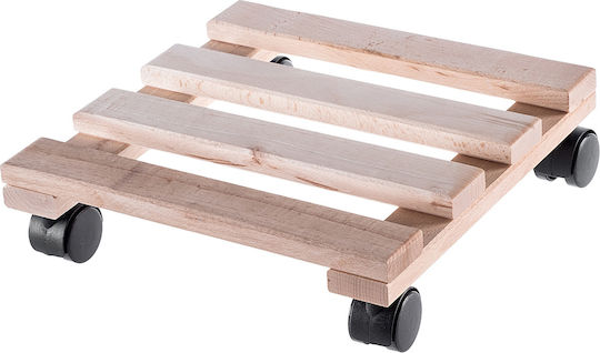 Kadax Blumentopfständer Holz Beige mit Rädern