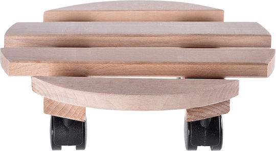 Kadax Pot Stand Wooden Beige with Wheels