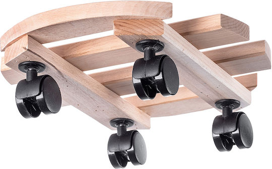 Kadax Pot Stand Wooden Beige with Wheels