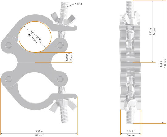 Global Truss Cuplaj Rotativ Subțire 30mm 250kg