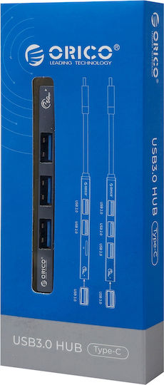 Orico USB Хъб 4 Порта USB 3.0 с Връзка USB-C / USB-A Сив