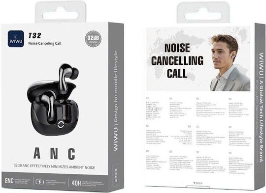 Wiwu T32 In-ear Bluetooth Handsfree Earphones with Sweat Resistance and Charging Case Black
