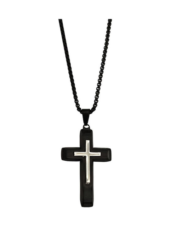 Herren Kreuz aus Vergoldetem Stahl mit Kette