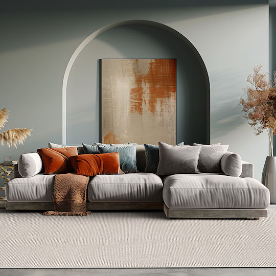 Beauty Home Rechteckiger Weißer und Beige Wohnzimmer Teppich 67x140cm
