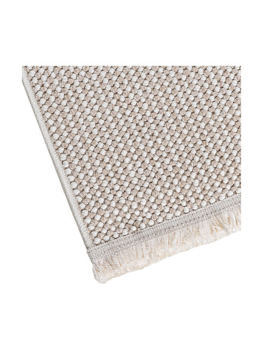 Beauty Home Rectangular White and Beige Living Room Rug 67x140cm 9334-67X140