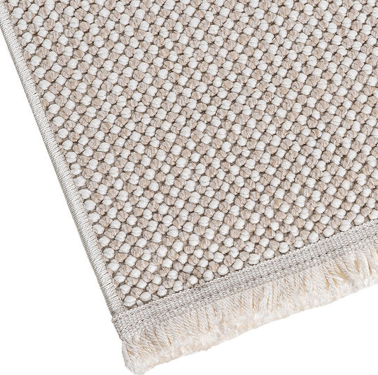 Beauty Home Rechteckiger Weißer und Beige Wohnzimmer Teppich 67x140cm