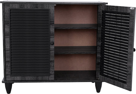 McKenna Wooden Shoe Organizer with 3 Shelves Carbon 76.5x30x68.5cm