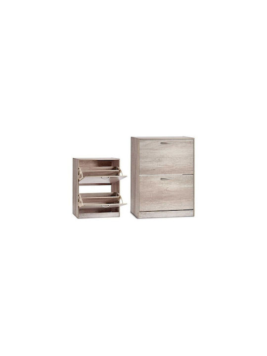 Wooden Shoe Organizer with 2 Shelves Gray 60x24x80cm