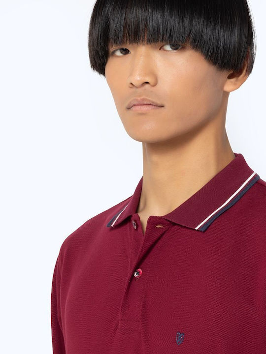 Polo Short Sleeve Burgundy Blouse