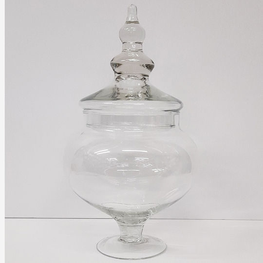 ArteLibre Vintage Φοντανιέρα Γυάλινη με Καπάκι και Πόδι 13x13x30cm Διάφανη
