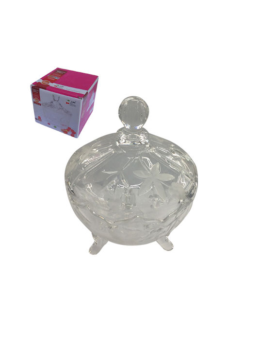 AGC Glass Sweet Jar Glass Candy Dish with Lid 14x18cm with Lid Transparent 14x18x14cm