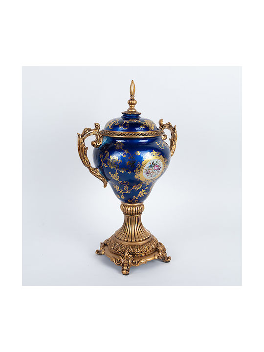 Φοντανιέρα Πορσελάνης με Καπάκι 28x19x50cm Μπλε