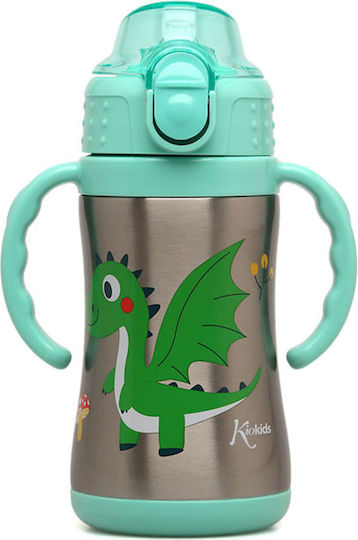 Kiokids Dragon Παιδικό Παγούρι Θερμός Dragon Ανοξείδωτο με Καλαμάκι 280ml