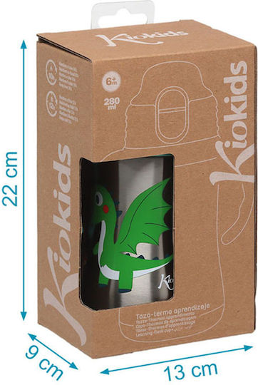 Kiokids Dragon Παιδικό Παγούρι Θερμός Dragon Ανοξείδωτο με Καλαμάκι 280ml