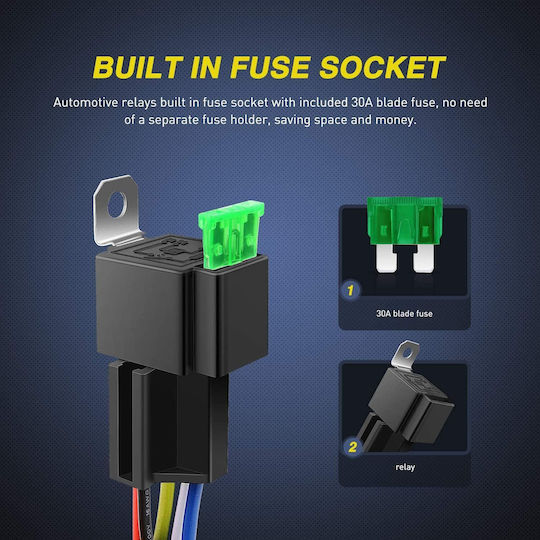 Set 3 Relee Automotive SPDT Ato Atc Sigurantă 24V 30A Socket 14 Awg Cablu Gebildet