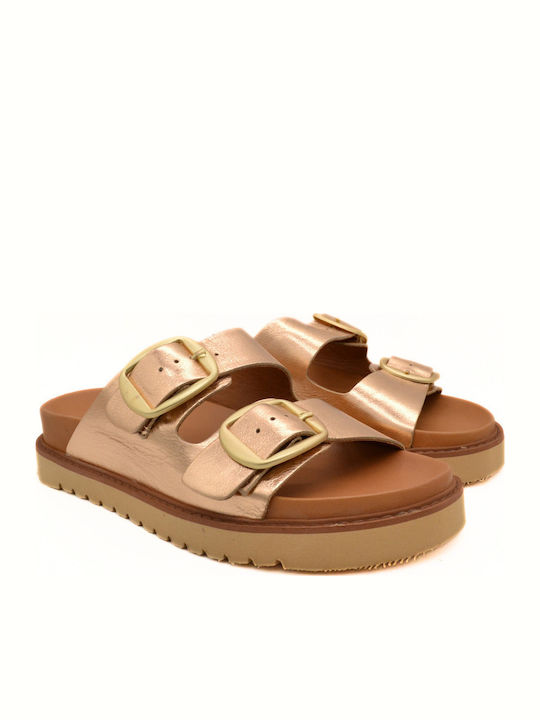 Leather Women's Flat Sandals Rose Gold 59054 D20 Rose Gold