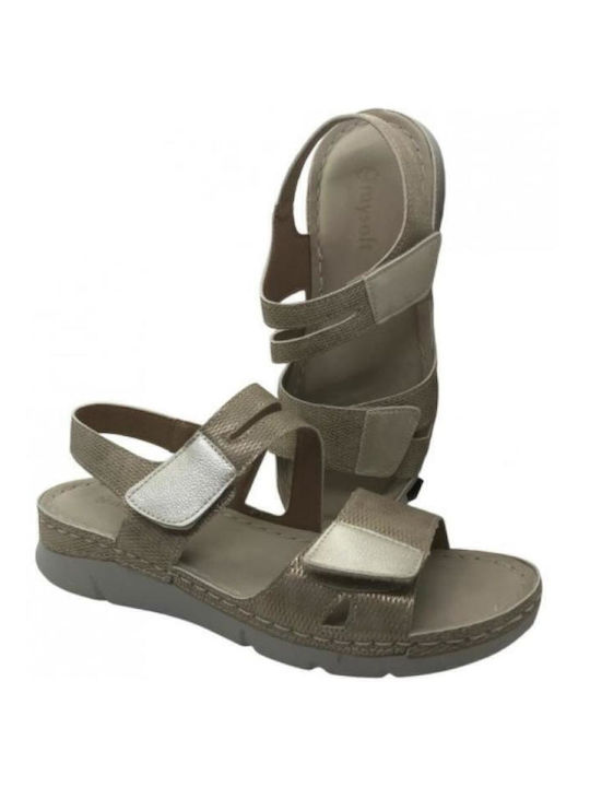 Flache Sandalen für Damen Anatomisch in Gold Farbe