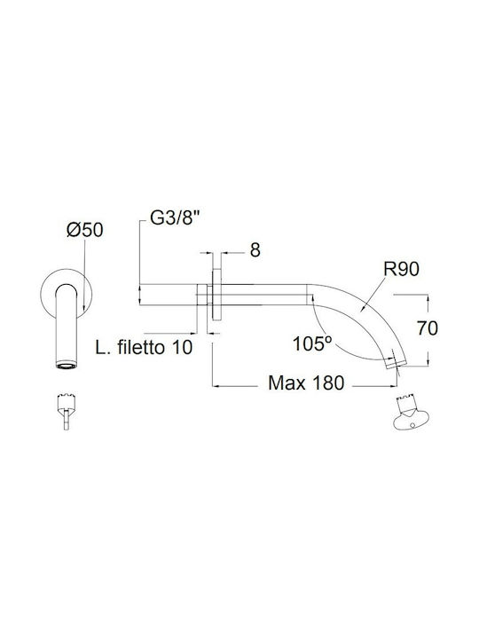 Eurorama Oso Built-in Mixer & Spout Set for Bathtub Bronze