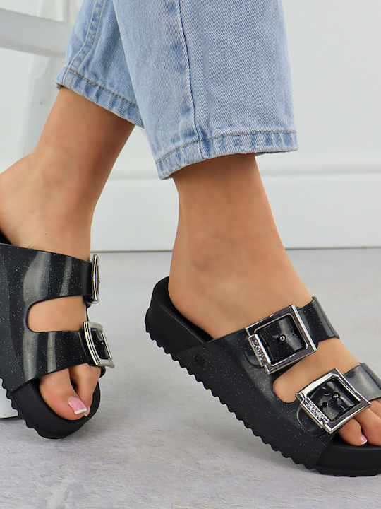 Women's Flat Sandals in Black Color