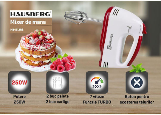 Hausberg Μίξερ Χειρός 250W Κόκκινο
