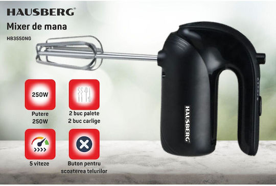 Hausberg Mixer Manual 250W Negru