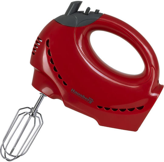 Hausberg Μίξερ με Πλαστικό Κάδο 2lt Κόκκινο 300W