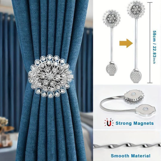 Design 1 Tie-Back Magnetic made of Metal Silver 1pcs