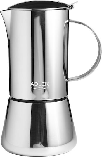 Adler Stovetop Espresso Pot for 6 Cups Inox Brown