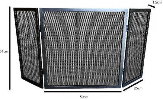 Frans Metallic Fireplace Screen with 3 Panels x Black