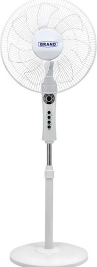 Brand Ανεμιστήρας Ορθοστάτης 60W Διαμέτρου 45cm Λευκός