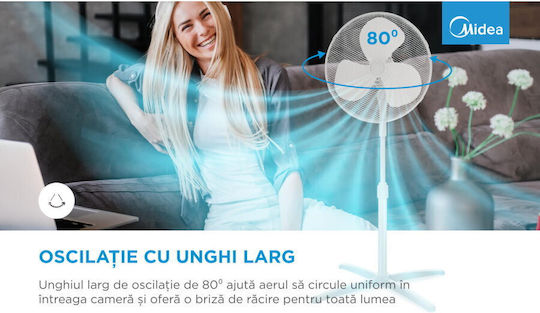 Midea Ventilator Oρθοστάτης 40W Lüfterdurchmesser 40cm Weiß