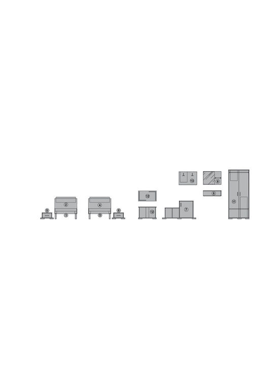 Genomax Schlafzimmermöbel-Set Malaga 90x190cm 10 Stück