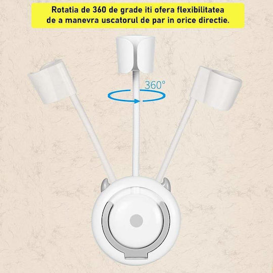 Siks Suport Rotativ Pentru Uscător De Păr Unghi Reglabil Rotire 360 De Grade Autoadeziv Rezistență Mare 127 X 40
