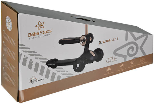 Bebe Stars Kids Scooter X-Ride 3-Wheel with Seat for 12 Months Gray