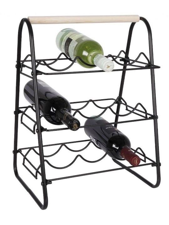 Freistehend Flaschenhalter Metallisch für 9 Flaschen Schwarz 33x29x46εκ.