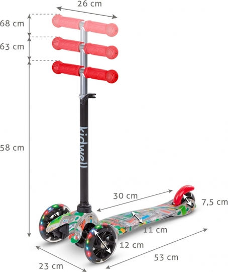 Kidwell Kids Scooter Foldable Uno 3-Wheel for 3+ Years Multicolour
