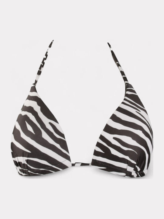 Set Bikini 3 Pieces Triangle with Removable Padding and Brazil Animal Print Black