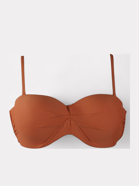 Set Bikini με Αφαιρούμενη Ενίσχυση Ψηλόμεσο Floral Πορτοκαλι