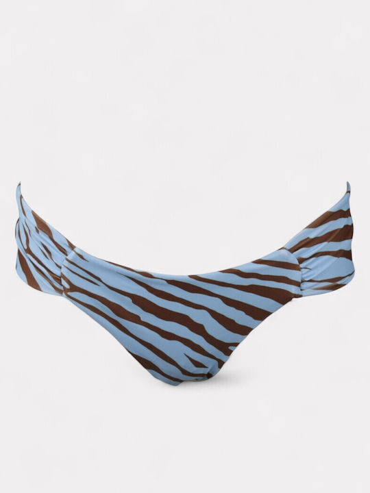 Set Bikini 3 Τεμαχίων Brazil Animal Print Γαλάζιο