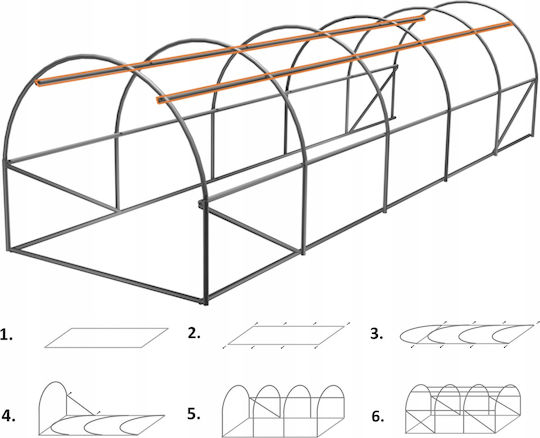 Garden Greenhouse Tunnel Type Metal Frame 300x800cm Green 24sqm