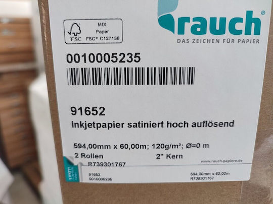 Premium Plotter Paper Roll 594mm x 60m 120gr/m² (2pcs) 91652