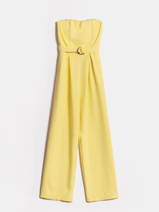 One-piece Jumpsuit Strapless Belt Yellow Yellow