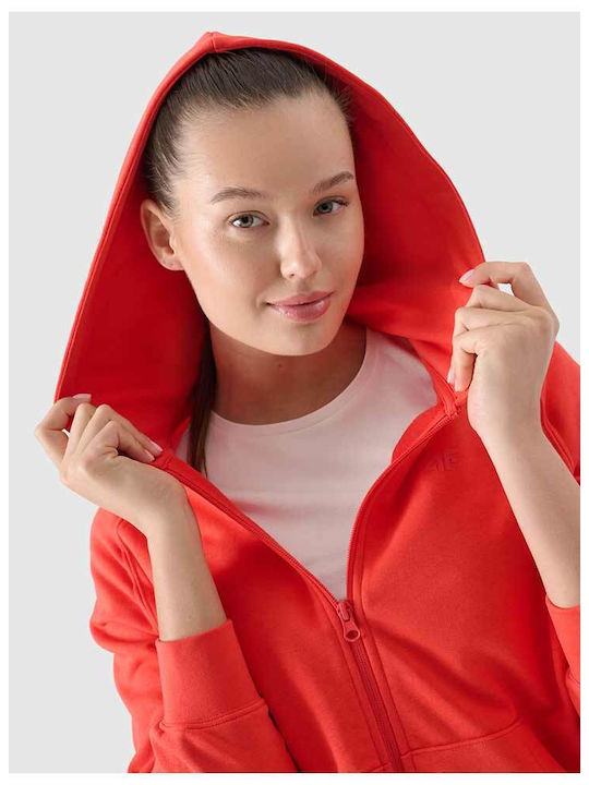 Women's Sweatshirt Jacket Hooded Red