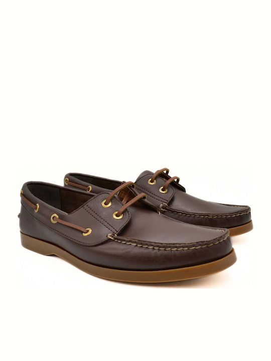 Δερμάτινα Ανδρικά Boat Shoes σε Καφέ Χρώμα