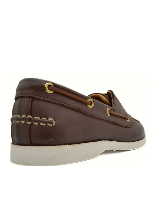 Men's Leather Boat Shoes Brown Relaxed Fit