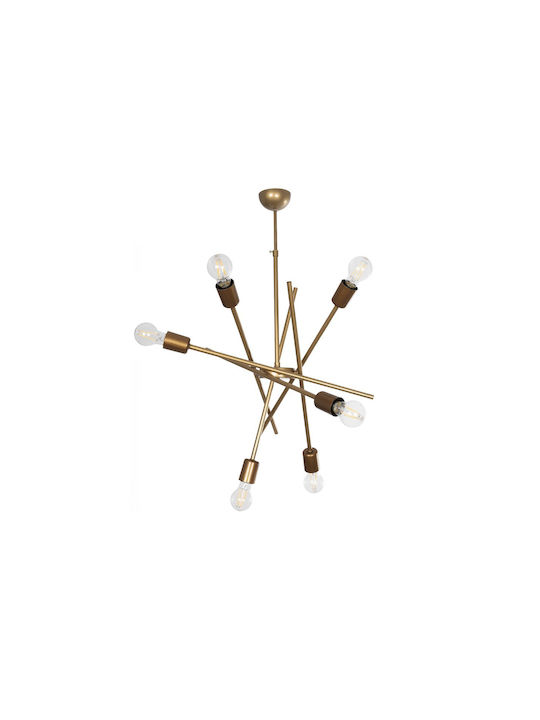 GloboStar Sunfy Pendant Light Bronze Grid for 6 Bulbs E27 60x70x60cm