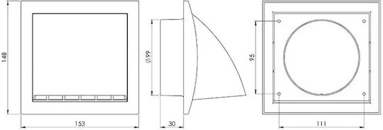 Europlast Vent Louver 14.8x15.3cm Square